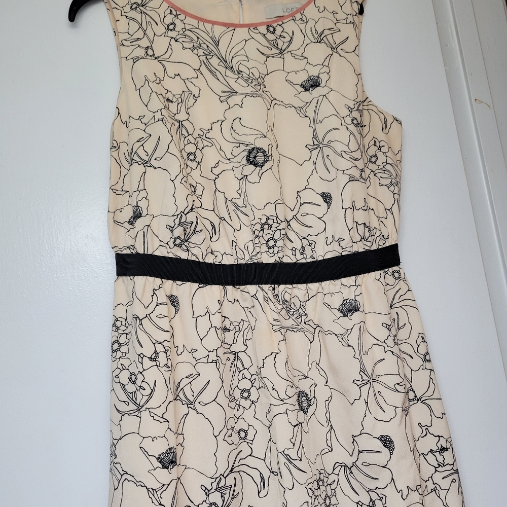 Loft Petite Floral Black Print Dress
